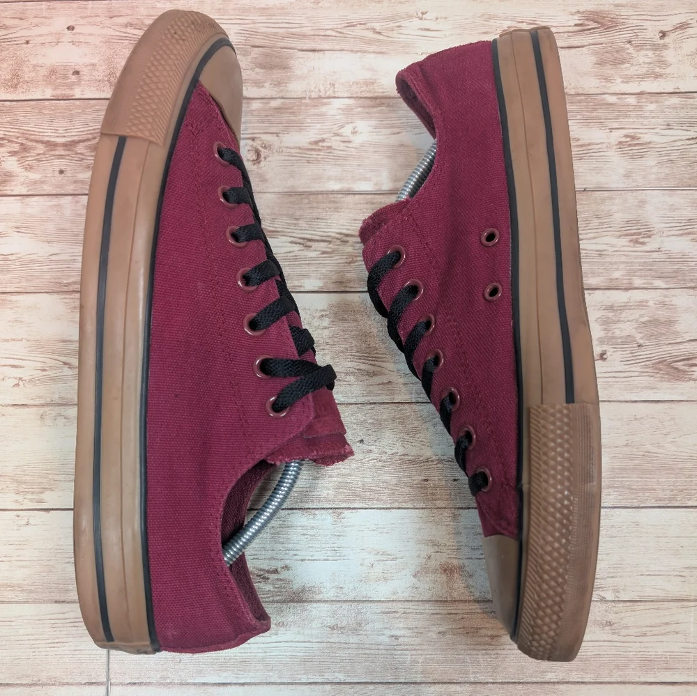 Converse All Star Low Top Wine Tan Gum Outsole Black Laces Dark Red Men's 11 - Picture 10 of 16